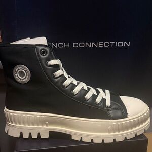 French Connection Black and White High-Top Sneakers